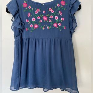 GORGEOUS GIRLS BLOUSE BY SPEECHLESS! Navy blue with pink floral. Size XL. 💕